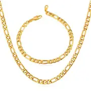 Veile Studios A Suit Of Solid Color Chain Bracelet And Necklace For Men Golden Jewellery Sets