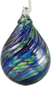 Hand Blown Glass Raindrop Ornament - Ocean, Housewarming