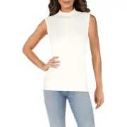 Tahari Womens Ivory Ribbed Cotton Shell Top S BHFO 5874