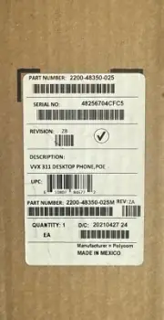 NEW - Polycom VVX 311 2200-48350-025 IP VOIP POE Display Telephone Complete