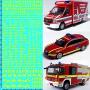 Rescue Services Fire Brigade Light Yellow De 10 Emergency 1:87 Decal