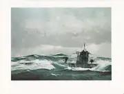 1976 Marine Color Plate "Grey Wolf, Grey Sea" By Chris Mayger WAR Ship Art Print