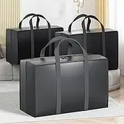3 Pack Extra Large Storage Bags with Durable Zipper, Heavy Duty Storage Tote, Large Capacity Storage Laundry Bags for Clothes, Bedding, Comforters, Pillows (Black)