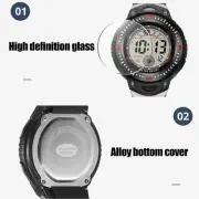 Black Men Digital Watch Waterproof LED Backlight Stopwatch Countdown 12/24 H WTD