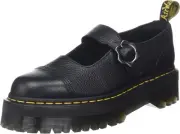 Dr. Martens Women's Addina Flower Mary Jane Flat 7, Black Milled Nappa