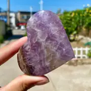 108G Natural heart-shaped Amethyst gem quartz cluster crystal sample