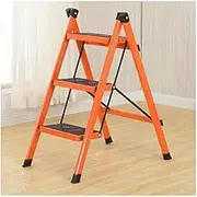 Folding Ladder 3-Step Ladder Adult Folding Step Stool Ladder Carbon Steel Kitchen Folding Stepladder with Non-Slip Short Ladder