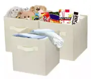 3 Pcs Storage Cubes, 10.5"x11" Collapsible Storage Bins Fabric Foldable Bins, B4