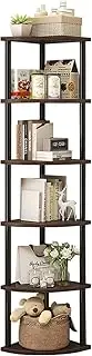 Corner Bookshelf, Storage Standing Shelf Unit with Metal FrameCorner Shelf Stand, (Walnut, 6 Tier)
