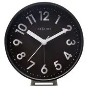 NeXtime Reflect Plastic 12.5x13cm Analogue Desk Alarm Clock w/ Night Light Black