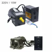 220V 15W AC Gear Electric Motor Variable Speed Controller Reversible 5-415 RPM/M