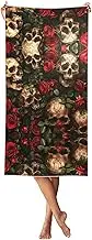 YANYU Skull and Red Rose Print Bathroom Towels Beach Towel Oversized for Adults Quick Dry Lightweight for Summer