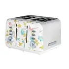 Laura Ashley Toaster 4-Slice Wide Slot Multi-Functional Stainless Steel White