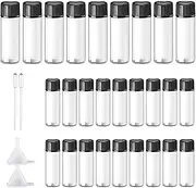 LUCKNIGHT 24 PCS 5ml Small Glass Bottles, Empty Sample Vials, Essential Oil Bottle, for Essential Oil, Massage, with Screw Cap, Bonus 2 Pcs Mini Funnels