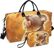 [XYMZR] Large Travel Duffel Bag, Cute Koala Autumn Sport Tote Gym Bags, Shoulder Weekender Overnight Bags for Women Men, Carry On Luggage with Toiletry Bag, Multi-Colored, Artistic