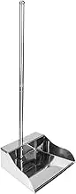 Metal Dustpan Long Handle: Stainless Steel Stand Up Dustpans Heavy-Duty Household Sweeping Shovel Handle Pan Household Cleaning Container Tools for Broom Lobby Garage Silver