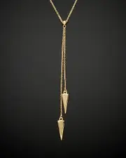 14K Italian Gold Double Triangle Lariat Necklace