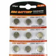 24 Pack EBC Battery LR44 AG13 Alkaline 1.5 Volt Round Button Cell Batteries