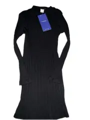Florets Dress. Girls Sz. 8Y. Ribbed Black Longsleeve. Stretch.