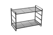 Boxsweden Mesh Wire 2 Tier 73cm Storage Holder Shelf Organiser Rack Stand Black