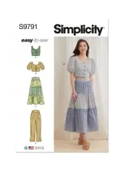 Simplicity Sewing Pattern S9791 Easy-To-Sew Tops Skirts Womens Sz 12-20