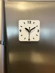 Magnetic Fridge clock or Small Desk clock - 9cm x 9cm size Silent movement