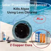 Solar Powered Pool Ionizer with 2 Copper Core Kills Algae Using Less Chlorine
