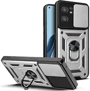 Compatible with Oppo Find X5 Lite Phone Case,Compatible with Oppo Reno7 5G Magnetic Bracket [PC+TPU] 2 in 1 Slide Lens Kickstand White