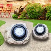 GOODFOEVER Rock Solar Garden Lights(2pcs), Super Bright Solar Spot Lights, So...