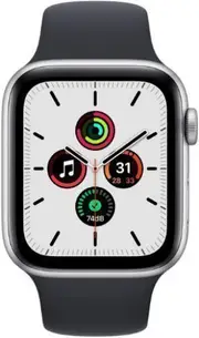 Apple Watch SE Aluminum 40mm (GPS) Black Sport Band - 32GB - Silver - Refurbished (Acceptable Condition)