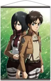 NEW Attack on Titan Eren x Mikasa B2 Tapestry Wall Scrolls Official Japan