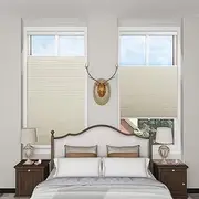 [Blinhdome] Custom Blackout Top Down Bottom Up Shades, Windows Cordless Cellular Shades Room Darkening Blinds, Diameter of 1.5 Inch, Beige(Blackout), W:155~165cm,H:130cm~150cm