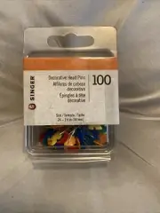Singer, Decorative Flat Head Pins Size 24 - 1-1/2" 100pk