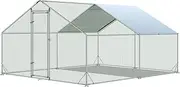 Pet Scene Large Metal Chicken Coop Run Chook Pen Walk in Shelter Rabbit House Hutch Cat Dog Enclosure Bird Cage with Waterproof and Sun-Protective Cover,300x400x195cm for Outdoor Farm Yard