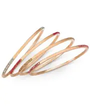 INC International Concepts Rose Gold-Tone 4-Pc. Set Colored Pave Bangle Brace...