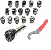 AMGHCGTEEW ER25 MT2 MT3 MT4 ER25+ 1PCS ER25 Wrench+15PCS ER25 Collet Chuck Center Taper Tool Rotary Revolving Milling Center Machine Morse(MT4-ER25 (15ps))