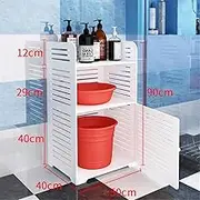 MOODSC Toilet Racks Striped Three-Layer with Door Large Toilet Sink Storage Rack Bathroom Cabinet Washing Machine Bathtub Supplies Appliances,Styleb