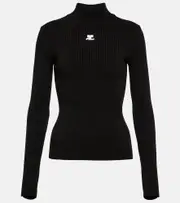 [Courreges] Courrèges Logo ribbed-knit turtleneck sweater AU 14 black