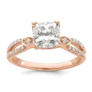 1.50ct. CZ Solid Real 14k Rose Polish 1 1/2ct Cushion Engagement Dia Ring