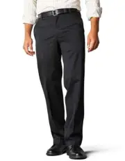 Dockers Men's Men's Signature Stretch Relaxed Flat Front Black Pants