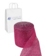 Dark Pink 24 Row Diamond Rhinestone Ribbon Trim Mesh Wrap 1 Yard - Wedding lt