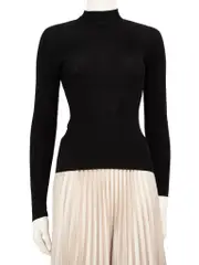 Black Open Back Long Sleeve Top