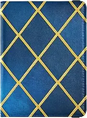 [Amooorous] Gold Grid Gradient Navy Blue Cube Leather decorative Passport and Vaccine Card Wallet Combo Travel Documents Organizer Protector Cute Passport Book Waterproof, Gold grid gradient navy blue Cube, 1