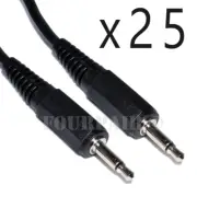 25 Pack Lot 3ft 3.5mm Male to Male Mono Audio Cable Cord 1/8" TS Plug Microphone