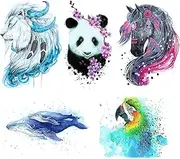 5 Sheets Watercolour Animal Temporary Tattoo Stikcer for Women Men Body Art