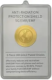 24K Gold Anti-Radiation Protection Shield (Sticker) - 6 Pack - Radiation Blocker, Protection from Electromagnetic Radiation (EMR/EMF) emitting from Cell Phones, Laptops, Tablets and various devices