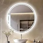 LUVODI Backlit LED Bathroom Mirror: 800 x 800mm Round Smart Mirror Dimmable Wall Mounted Vanity Mirror with Demister Pad + Smart Touch Button Makeup Mirror Anti-Fog Mirrors with Light Memory IP65