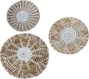 Luxshiny 3Pcs Woven Wall Basket Decor Wall Art for Home Natural Woven Wall Plates Versatile Wall Hanging Decorations for Bedroom and Nursery