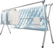 VIKAQI Clothes Drying Rack 95 Inches Folding Outdoor Indoor, Drying Rack Clothing Collapsible, Foldable Laundry Rack, Heavy Duty Stainless Steel Clothesline, 20 Hooks 12 Clips