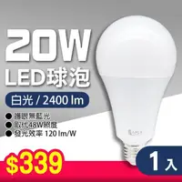 在飛比找momo購物網優惠-【朝日光電】LED E27 20W球泡-1入(LED燈泡)